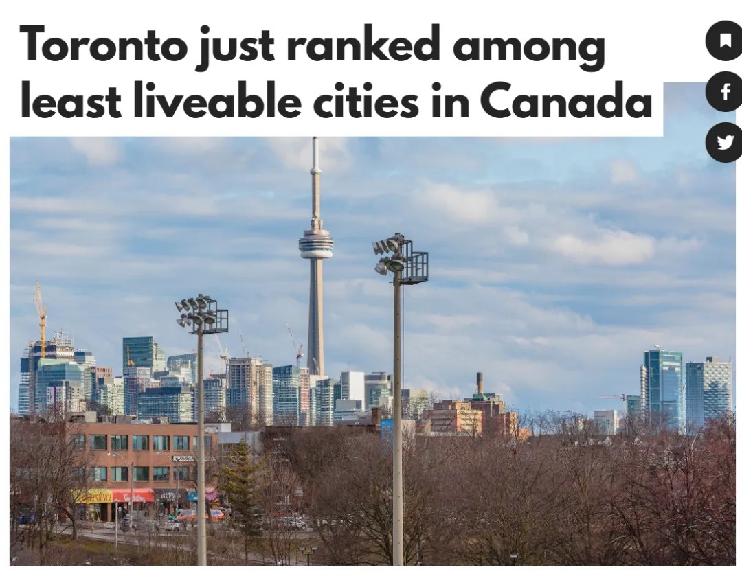 加拿大最宜居城市榜单: 多伦多的排名令人无法置信!