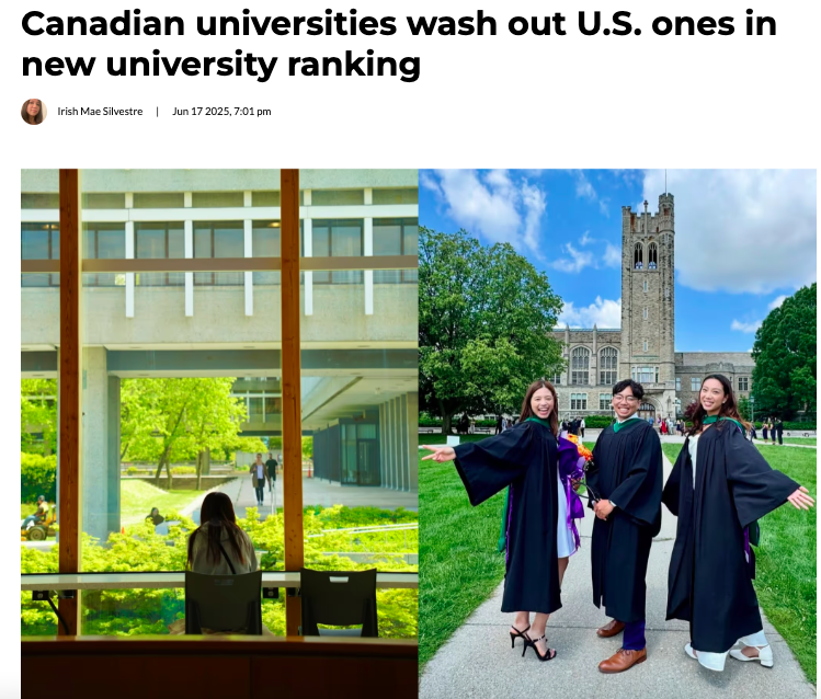 全球大学影响力排名最新发布！加拿大大学遥遥领先
